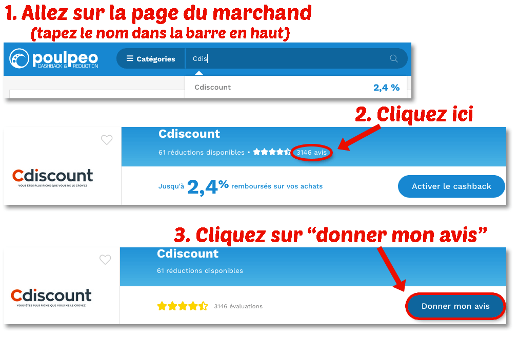 Poulpeo Cdiscount comment donner son avis