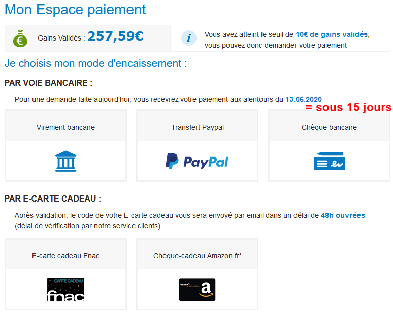 Modes de paiement eBuyClub