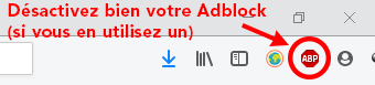 désactiver bloqueur pub adblock