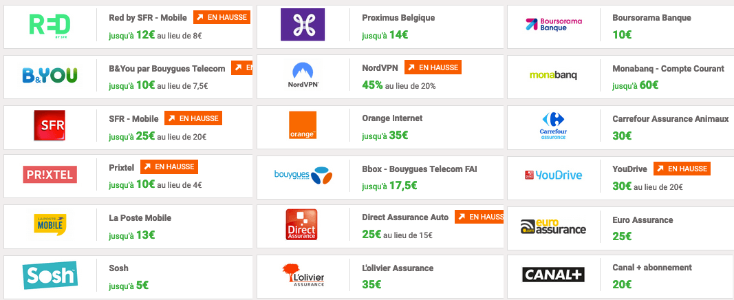 iGraal cashback abonnements
