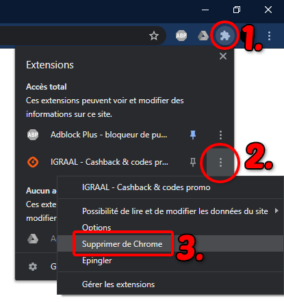 Désinstaller extension iGraal Chrome