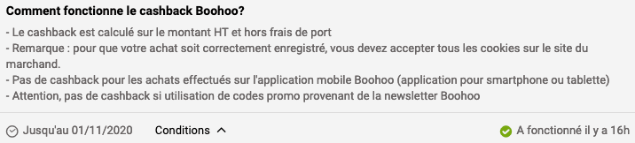 iGraal conditions cashback Boohoo