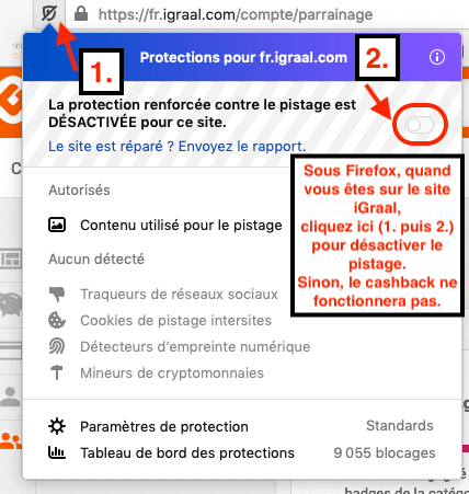 iGraal désactiver pistage Firefox