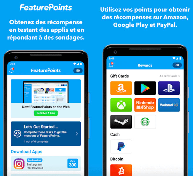 Featurepoints application pour gagner de l'argent