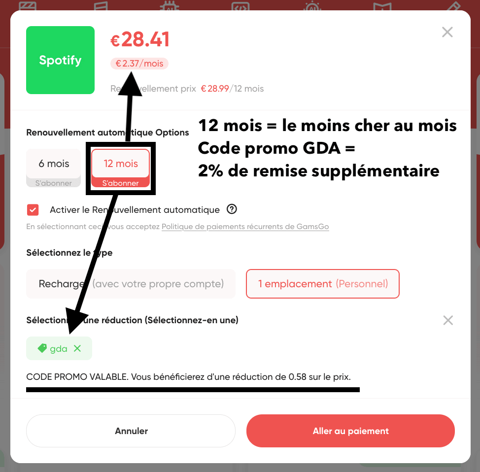Spotify pas cher gamsgo mode d'emploi
