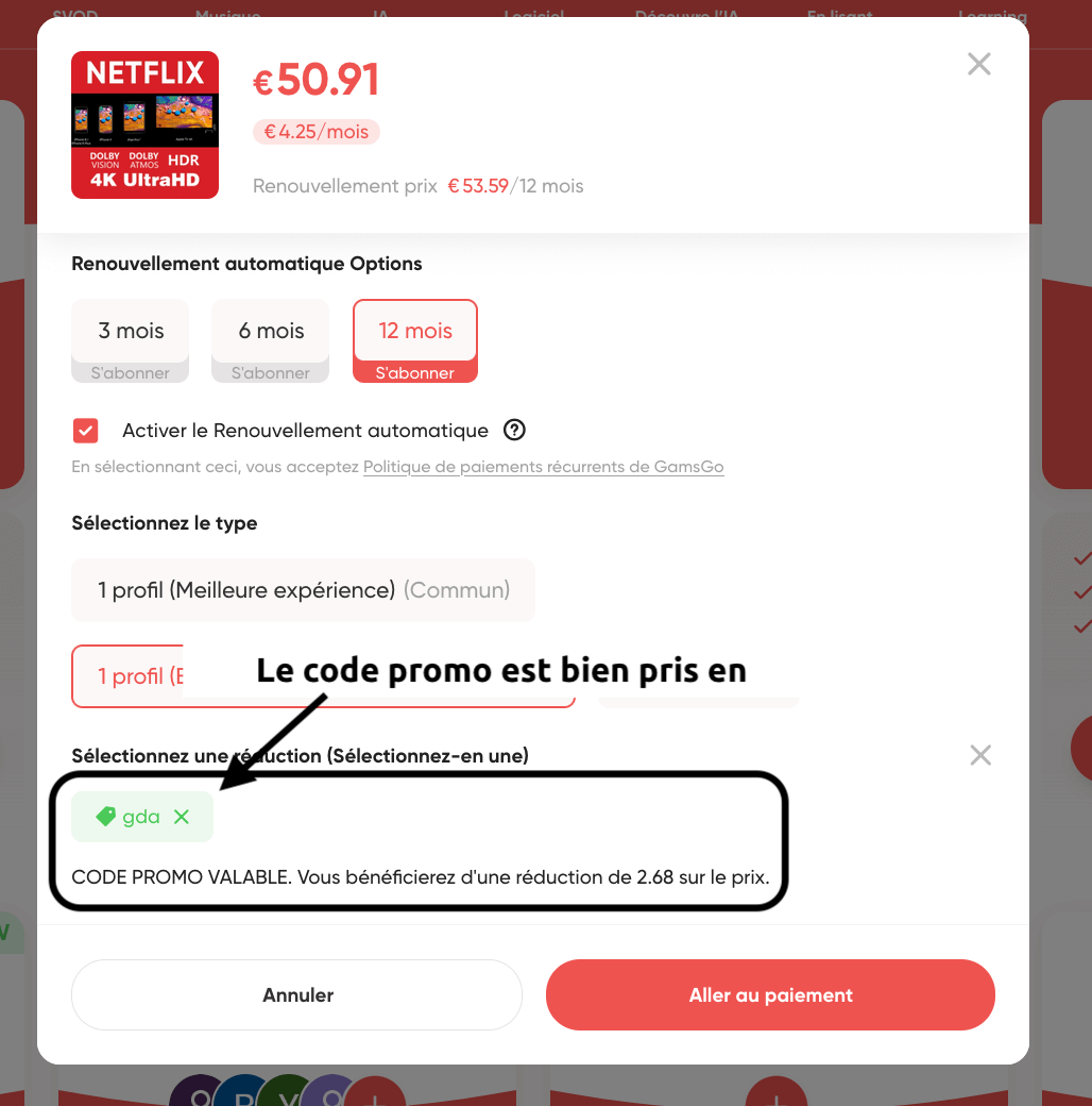 code promo gamsgo GDA mode d'emploi 2