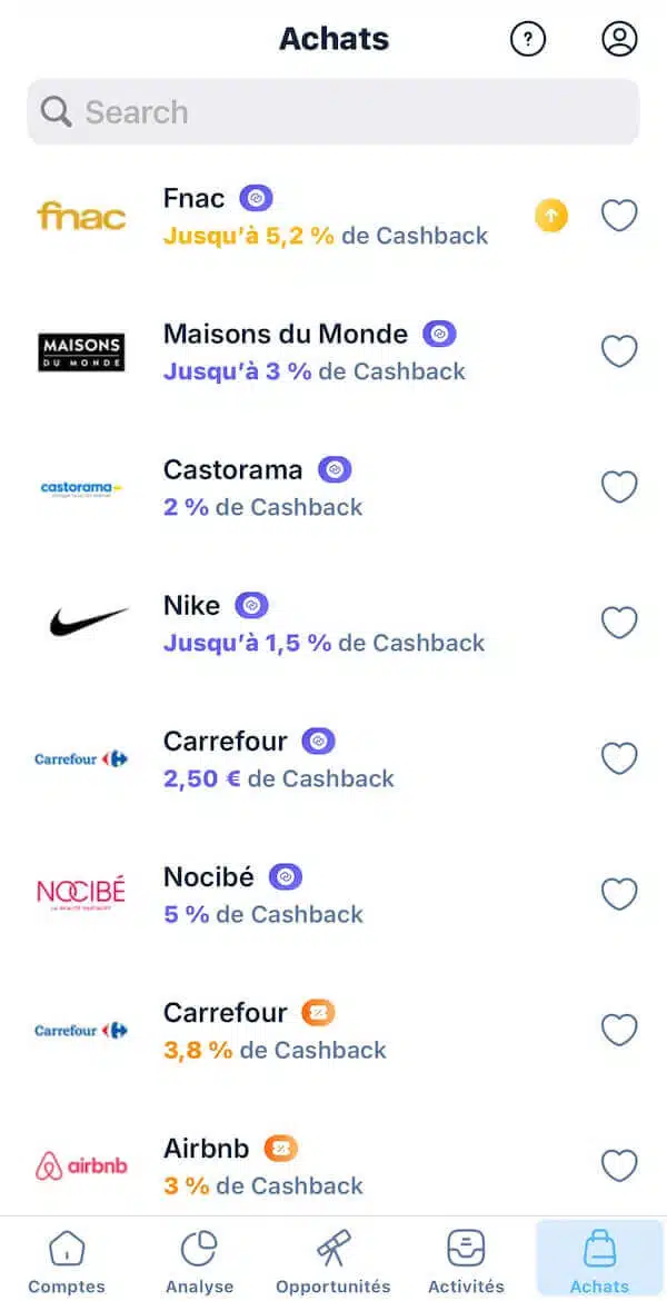 bankin cashback exemples