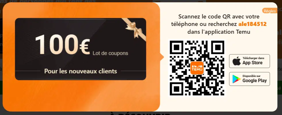 code promo temu ale184512 premiere commande valide
