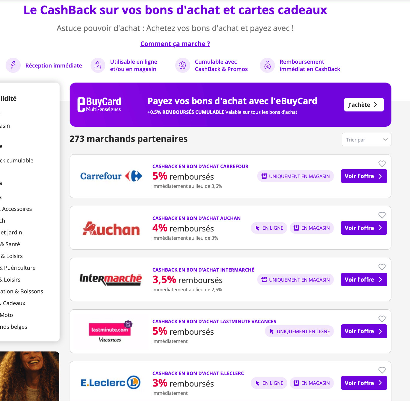 ebuyclub avis cashback bon d'achat carte cadeau